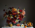 Apricot & Dahlia fine art floral print by Emma Harris