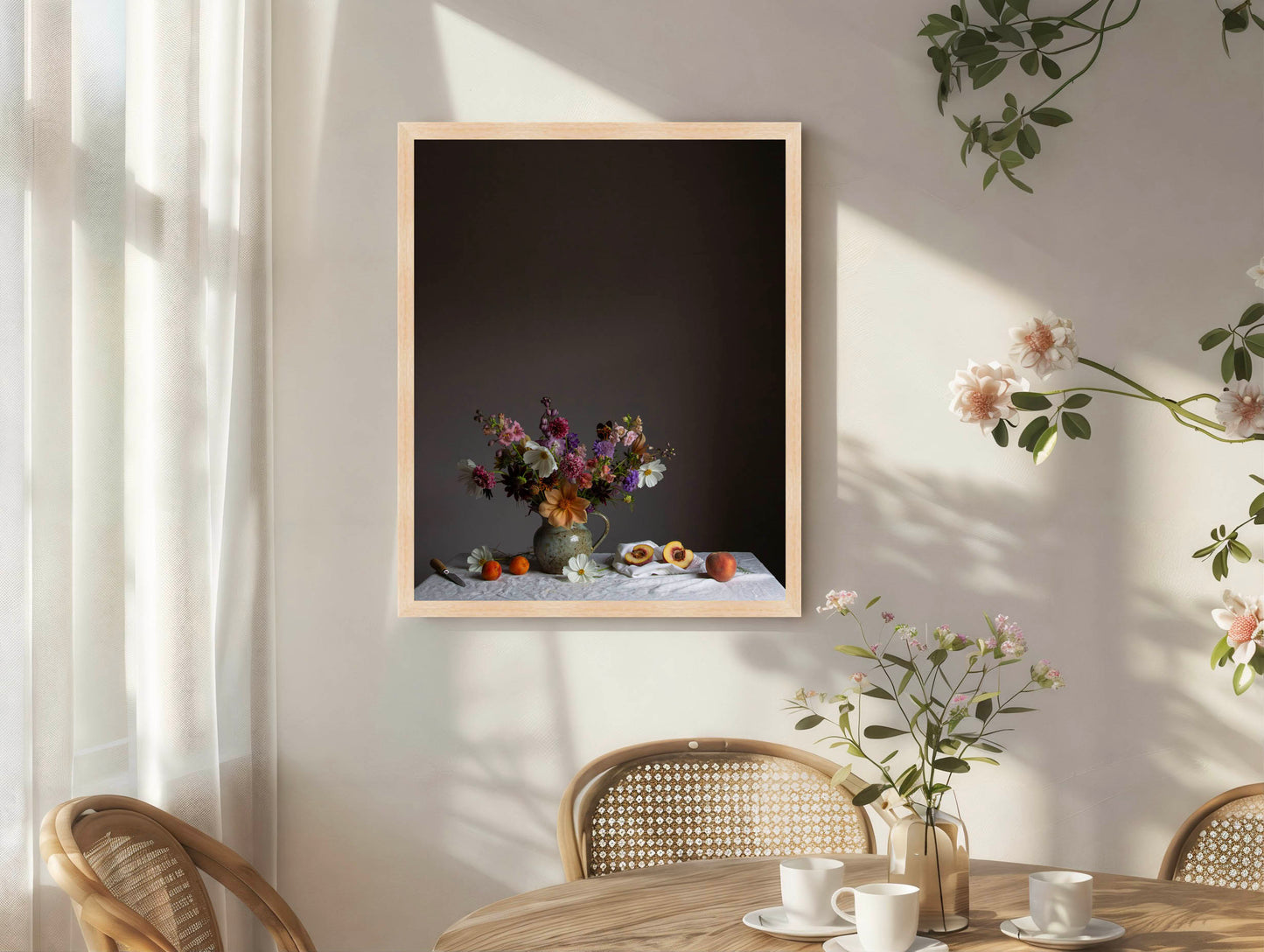 Cosmos & Peach Limited Edition Floral Art Print