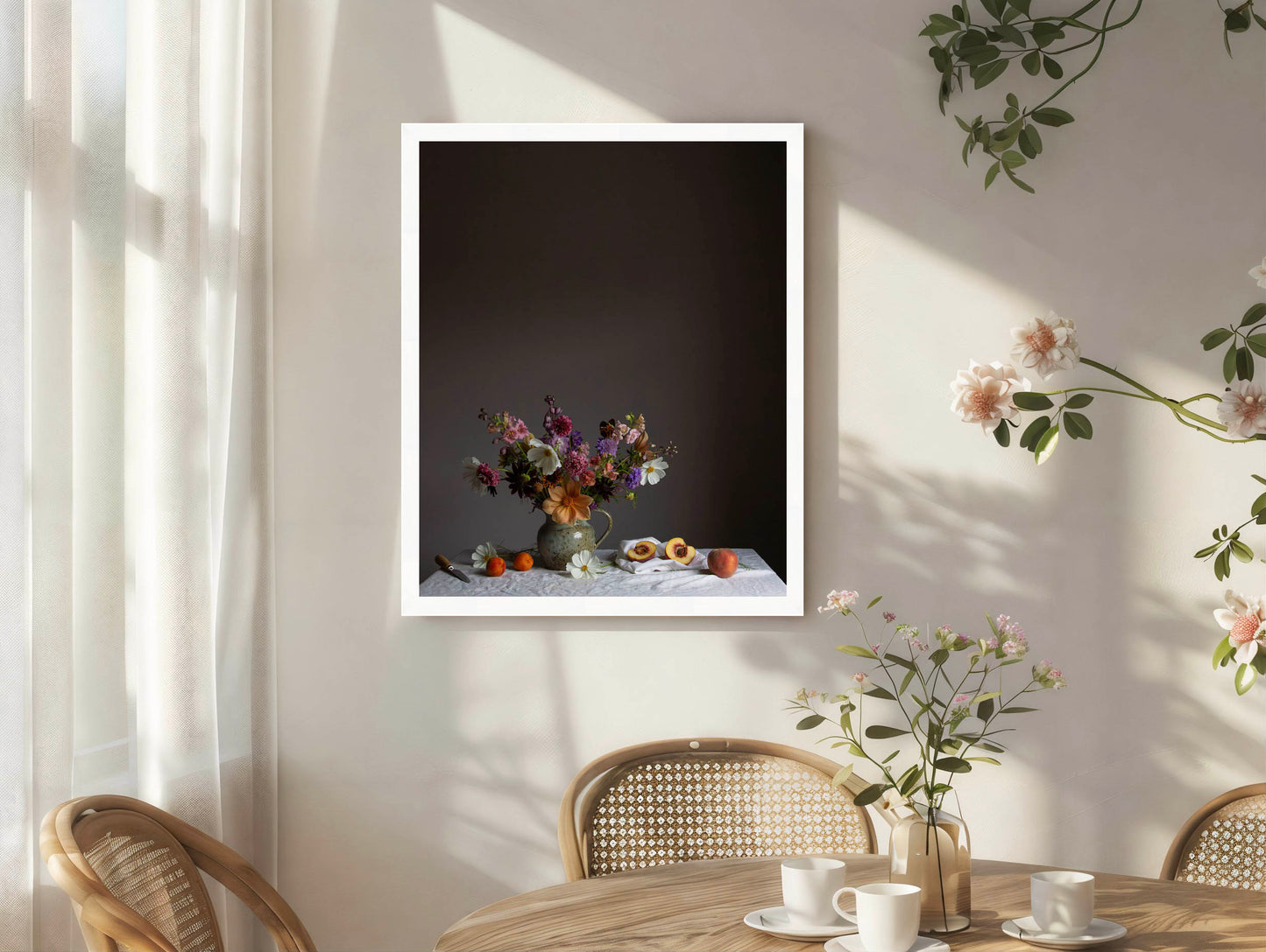 Cosmos & Peach Limited Edition Floral Art Print