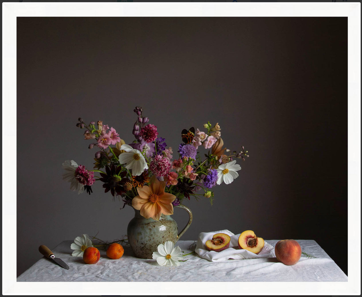 Cosmos & Peach Limited Edition Floral Art Print