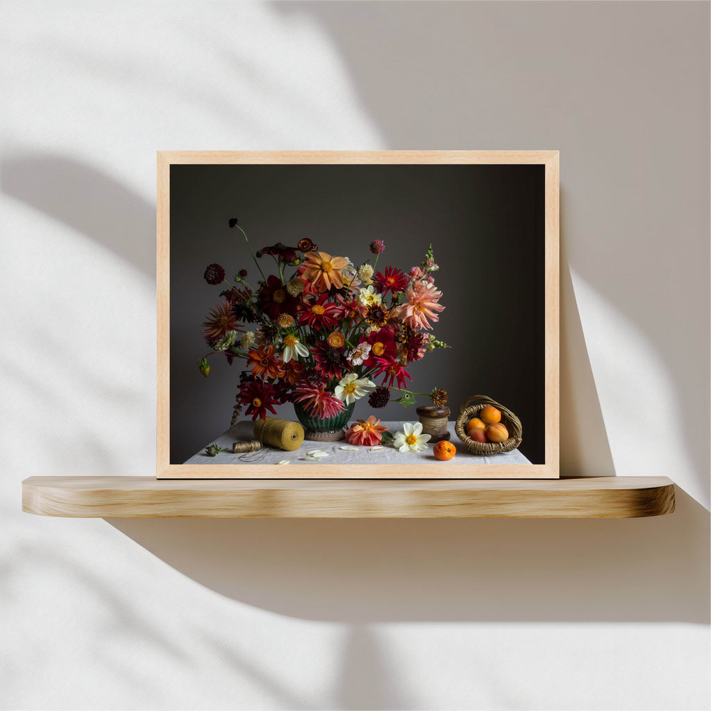 Dahlia & Apricot Limited Edition Floral Art Print