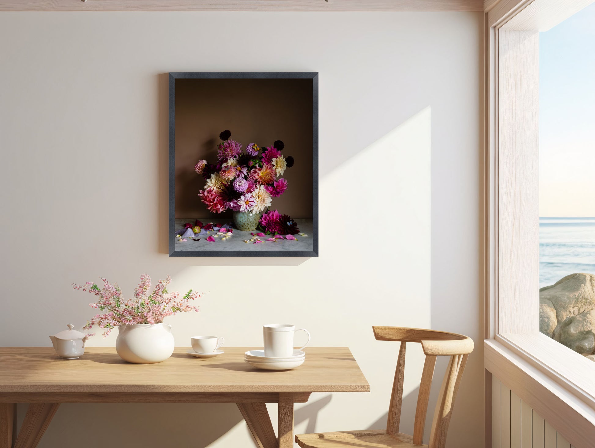 Flower print in black frame