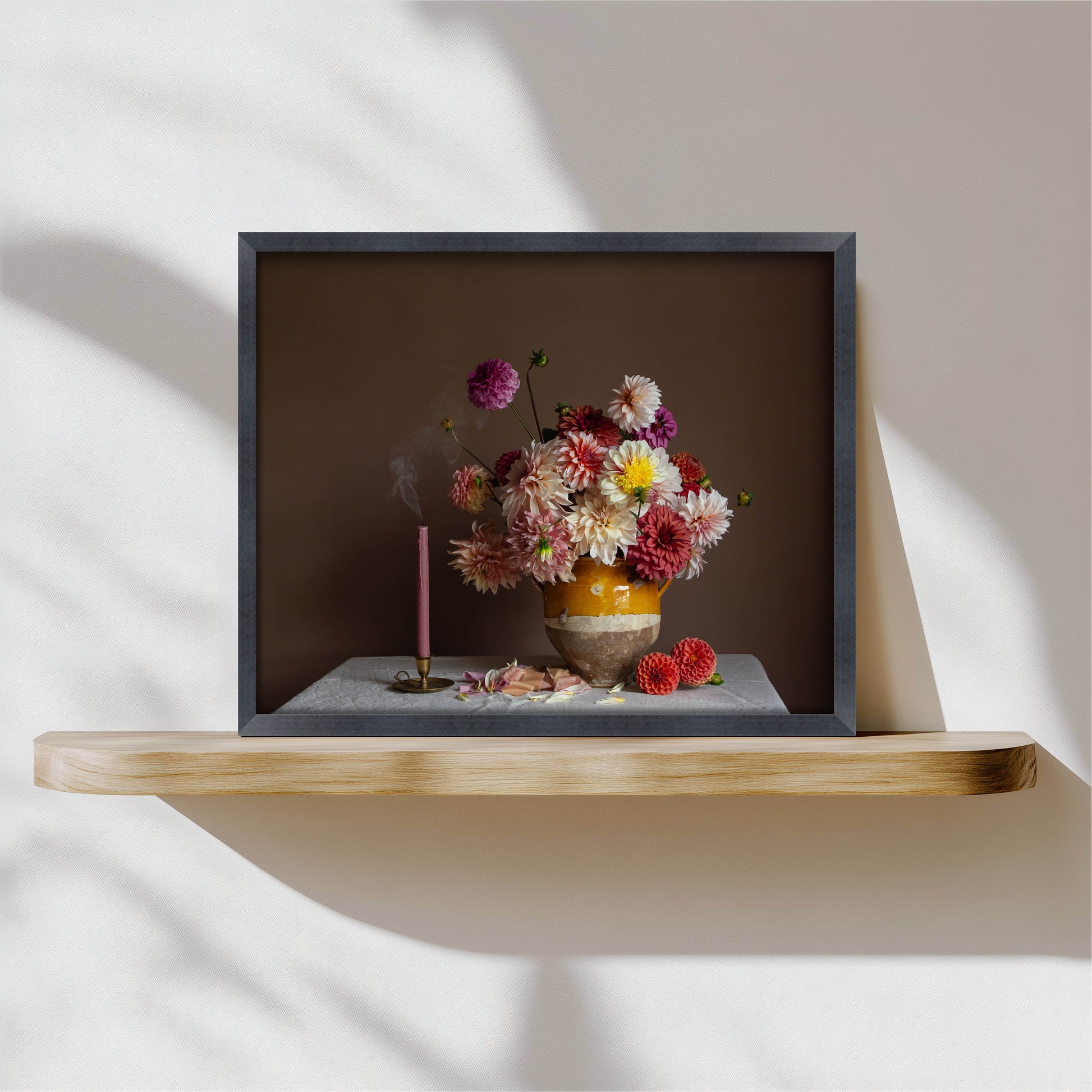 Framed still-life floral art by Emma Harris