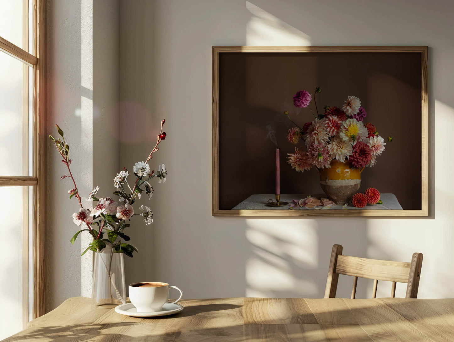 Framed still-life floral picture