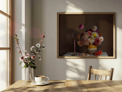 Framed still-life floral picture