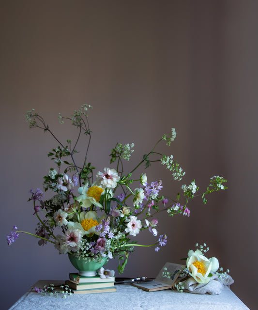 Peony & Book Print