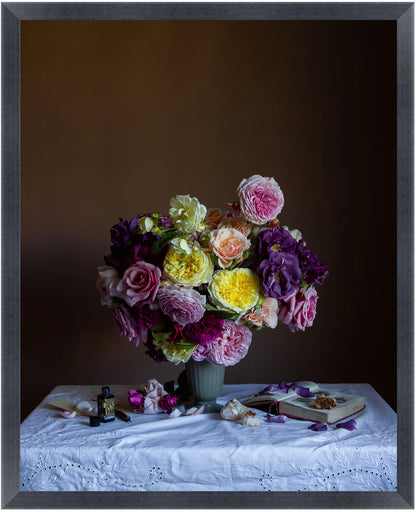 Framed fine art photograph of roses