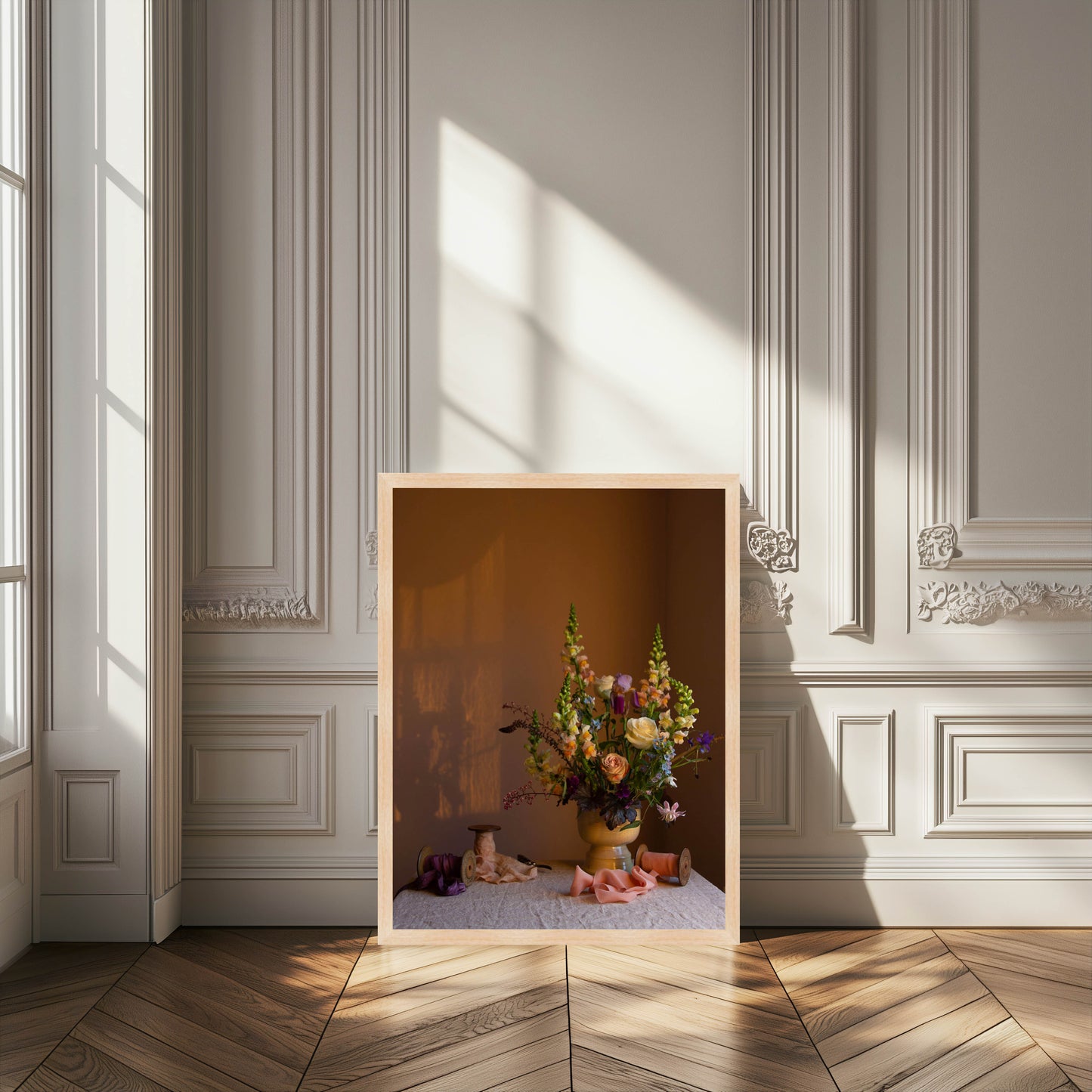 Framed flower artwork