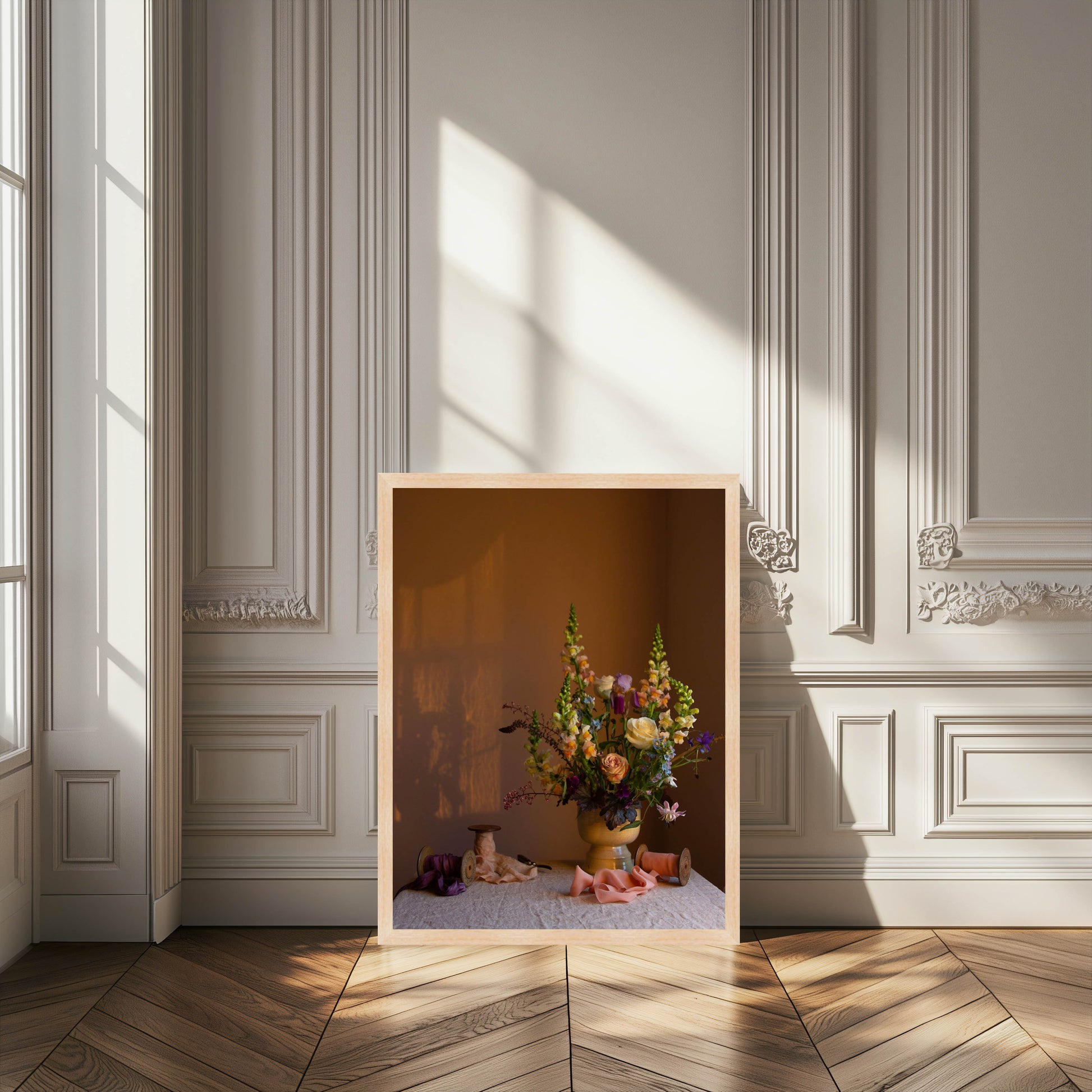 Framed flower artwork