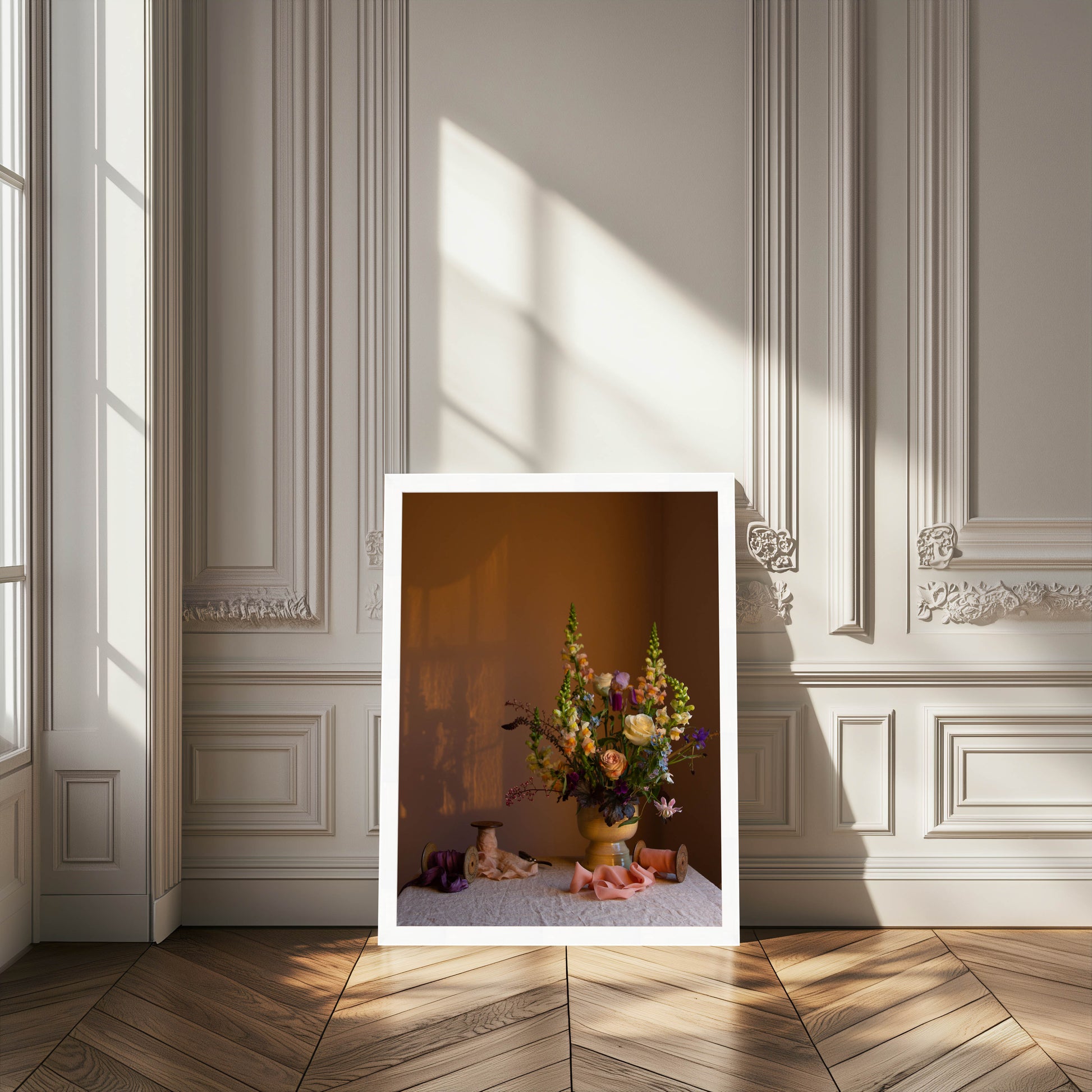 Framed floral artwork